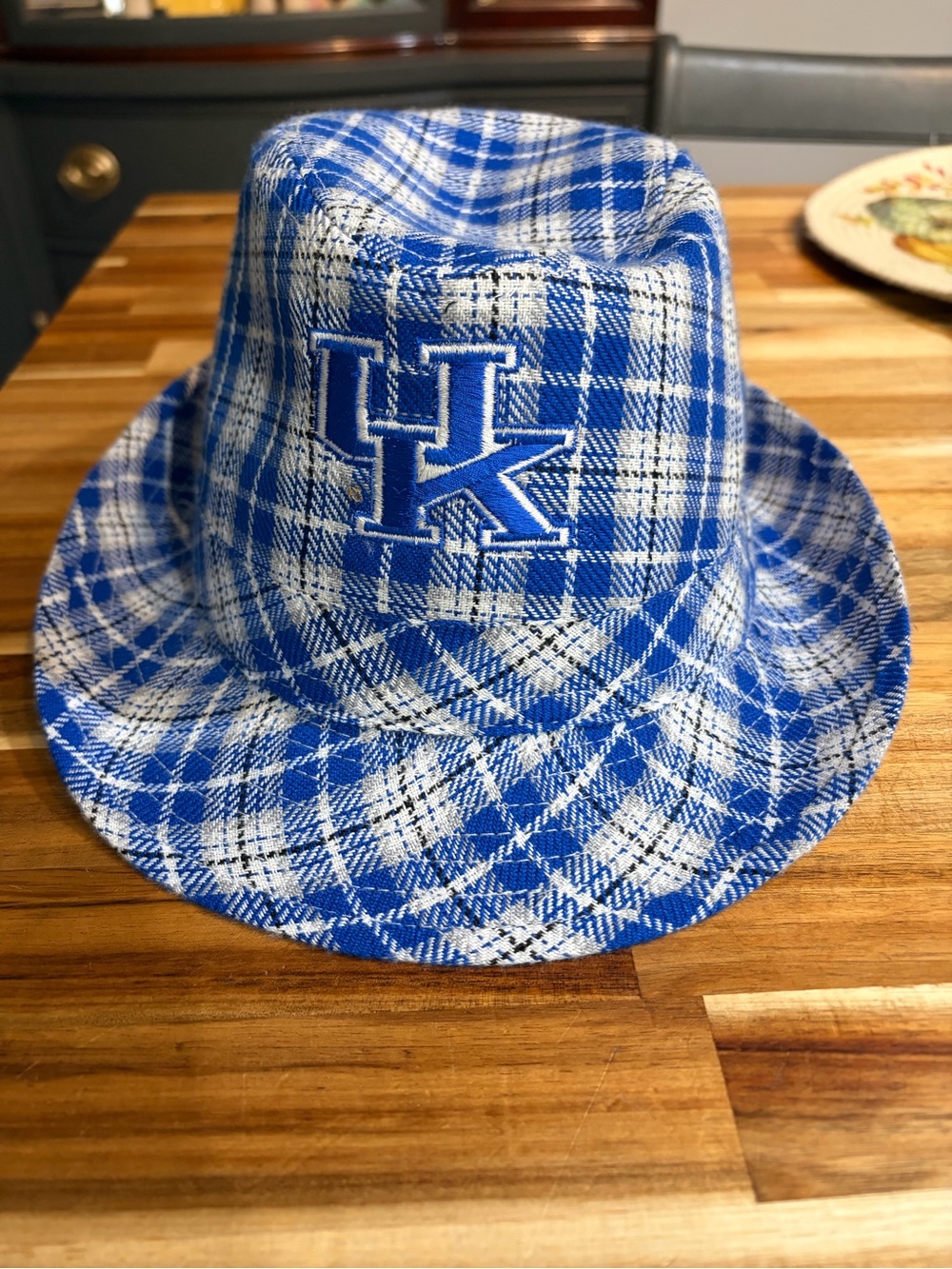 University of KY Blue Plaid Fedora Hat with Logo